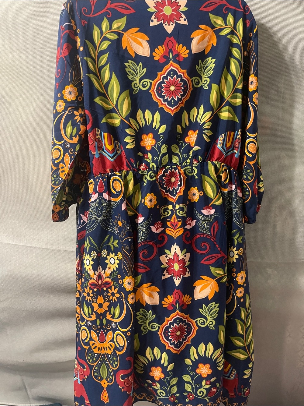 BloomChic Navy Floral V-Neck Dress with Multicolor Floral Print - Picture 4 of 10